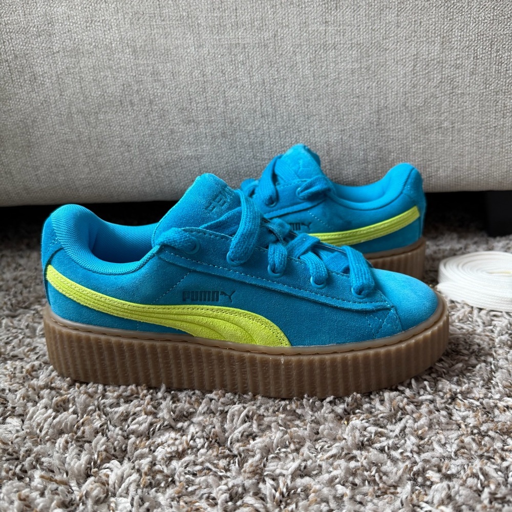 FENTY × PUMA Creepers Blue Surf Suede Phatty Sneakers Size 7.5 Womens Rare